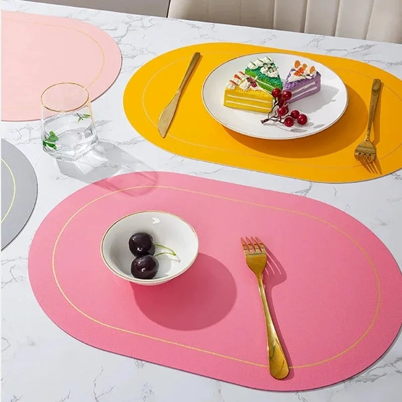 Oval Leather Placemats – Heat Resistant Washable Table Mats