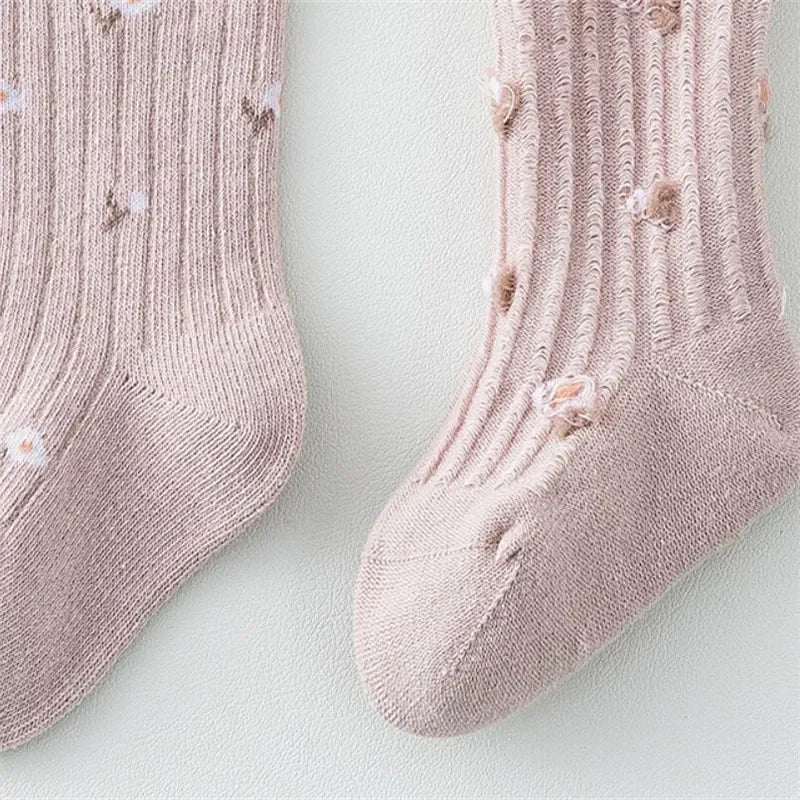 Girls’ Cotton Socks (0–5Y) – Soft, Printed, Long Autumn/Winter Socks for Toddlers & Kids
