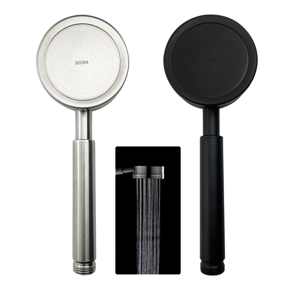Brushed Stainless Steel Handheld Shower Head – Pressurized Water-Saving Filter Design