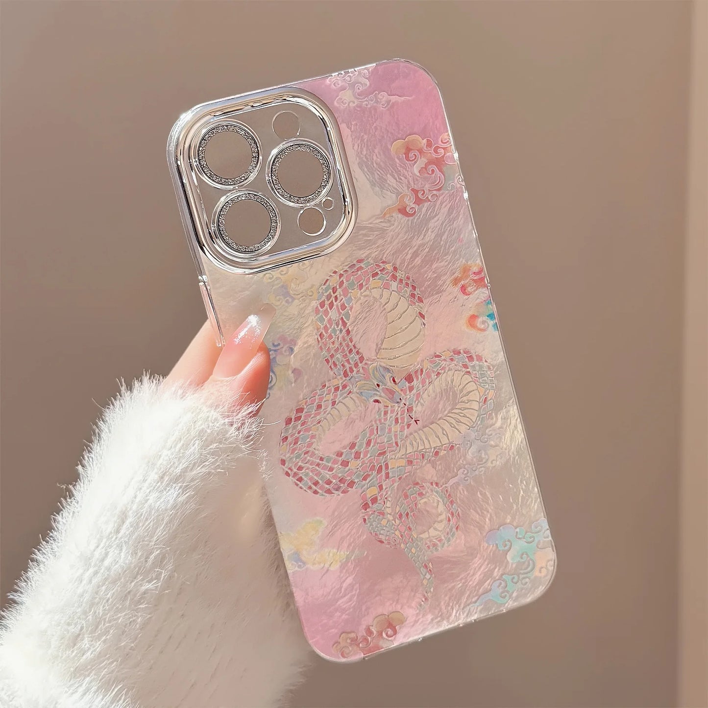 2025 Chinese Auspicious Snake iPhone Case – Shockproof Protective Cover