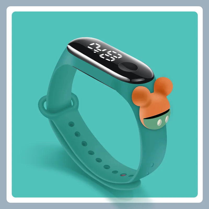 Kids' Fashion LED Watch – Mickey & Spiderman Design, Waterproof Sports Bracelet