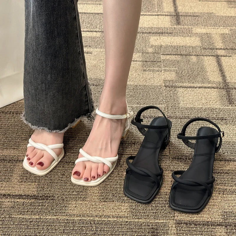 2024 Summer Retro Chunky Non-slip Sandals, 5cm Heels, Beach Style