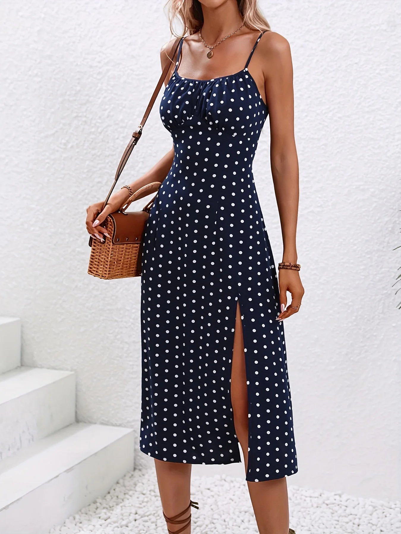 Women’s Floral Spaghetti Strap Boho Beach Slit Dress