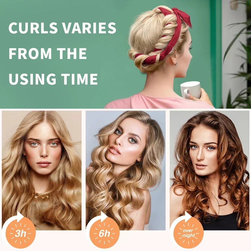 Heatless Curling Rod Headband – Soft, No-Heat Hair Rollers for Sleeping Curls