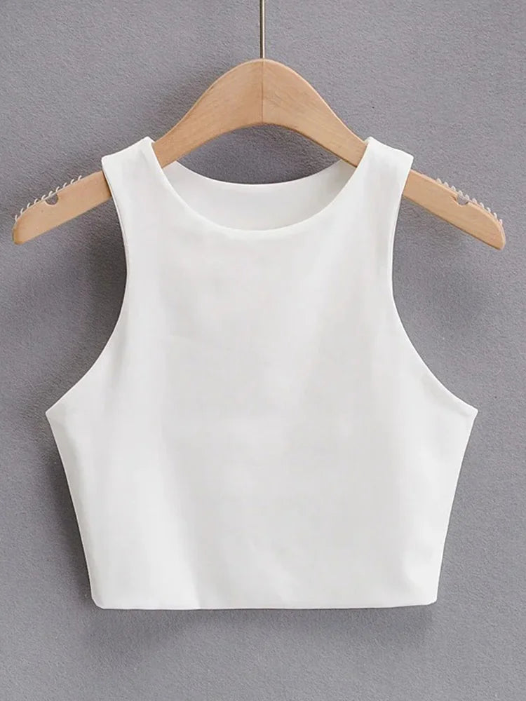 2023 Summer Women’s Slim Sleeveless Tank Tops – O-Neck, Sexy, Nylon, 6 Colors