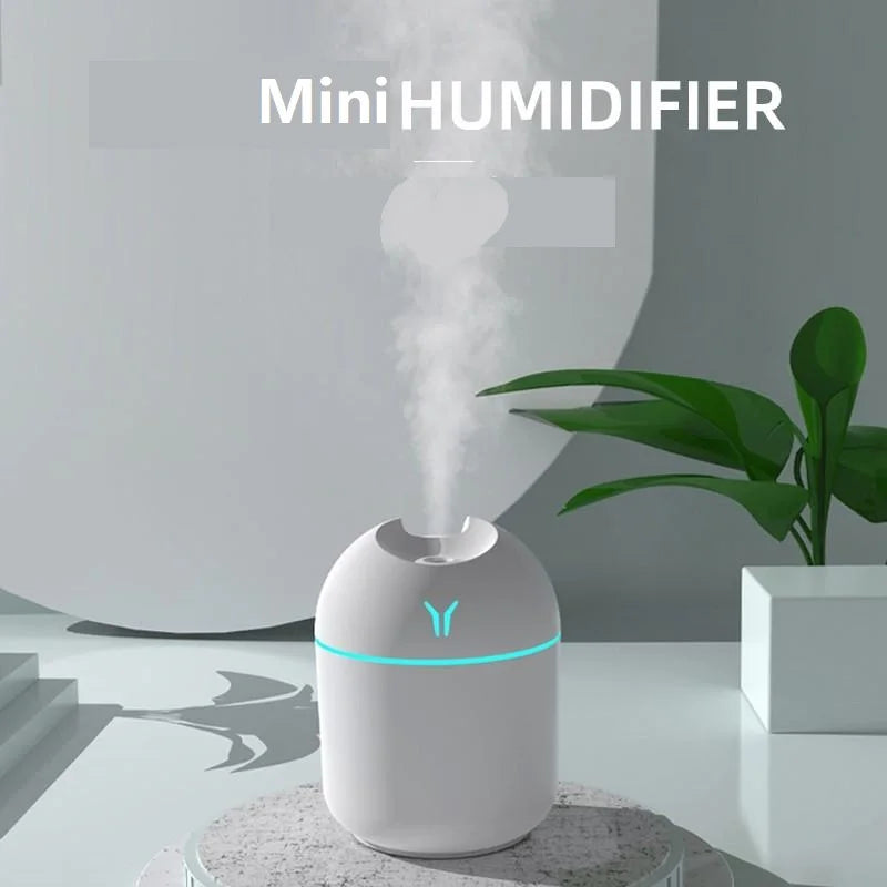 250ML USB Mini Air Humidifier & Essential Oil Diffuser – Ultrasonic Quiet Mist Maker with LED Color Lamp for Home & Car