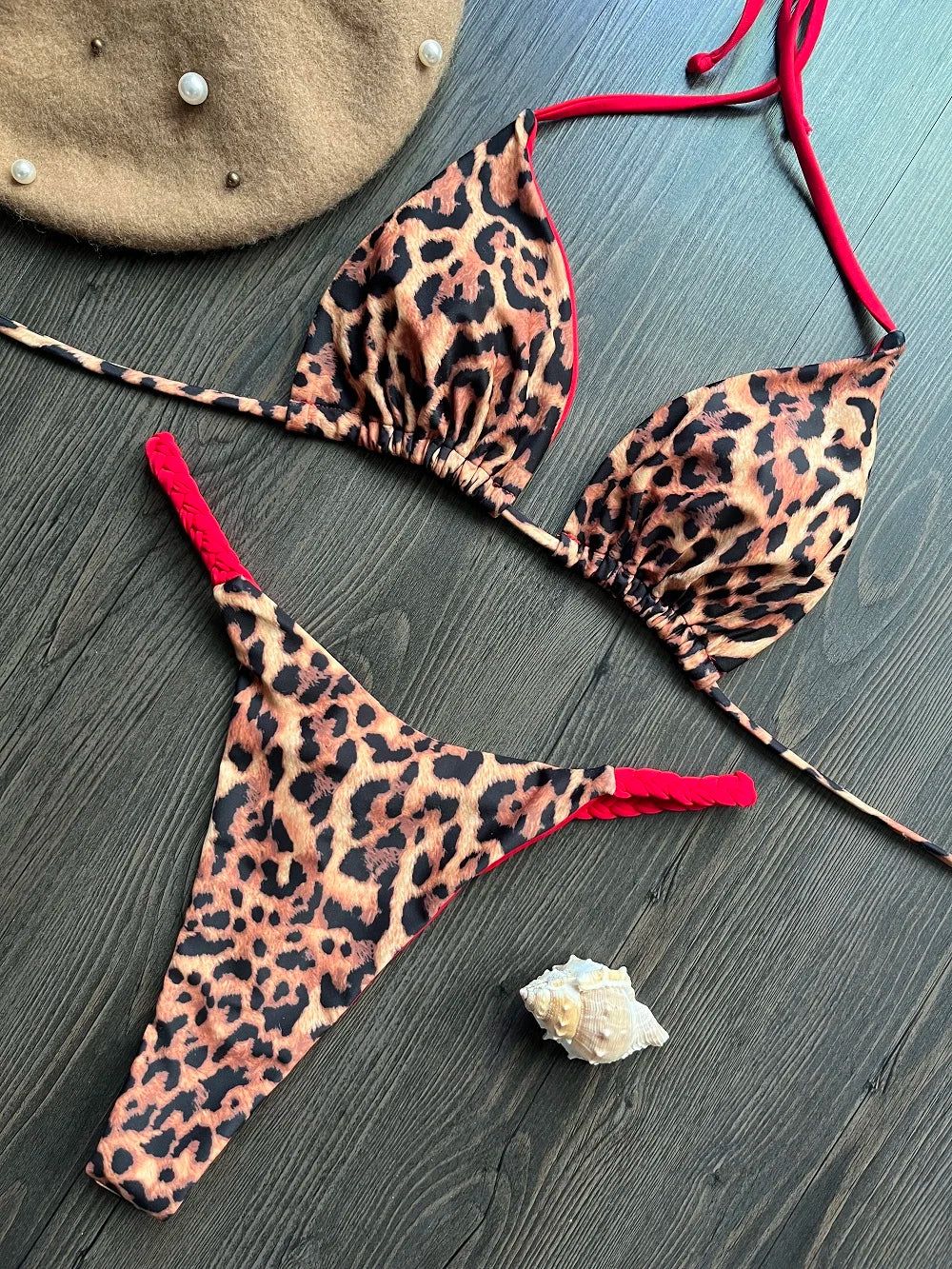 High-Waist Zebra Print Bikini – Brazilian Thong Set