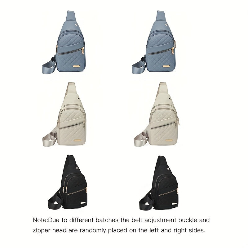 Large Capacity Women's Chest Bag – Embroidered, Adjustable, Nylon