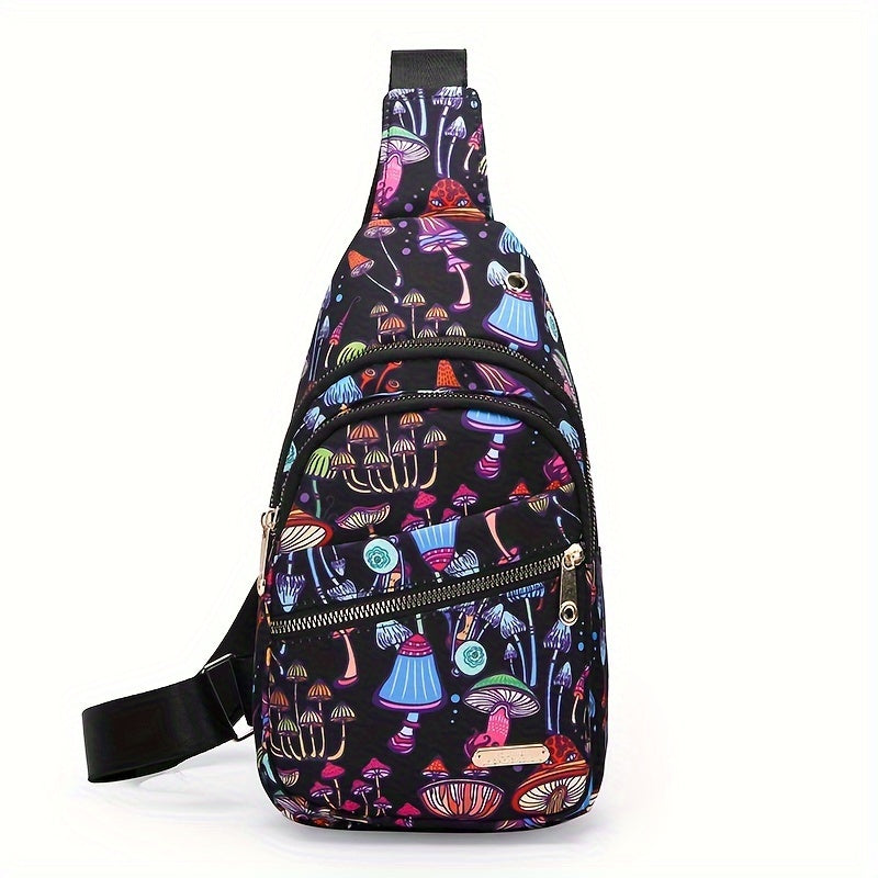 Large Capacity Women's Chest Bag – Embroidered, Adjustable, Nylon
