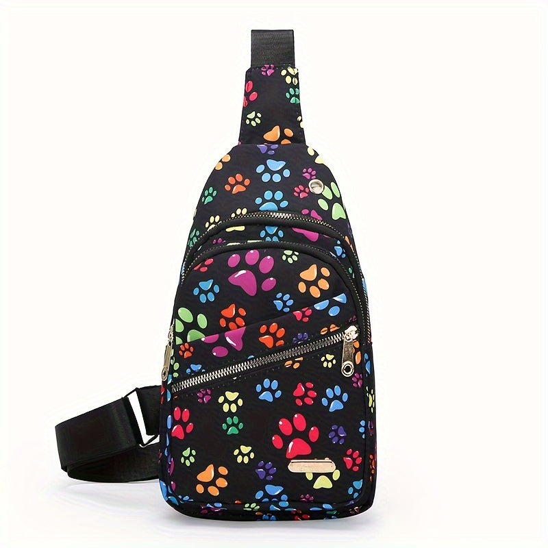 Large Capacity Women's Chest Bag – Embroidered, Adjustable, Nylon