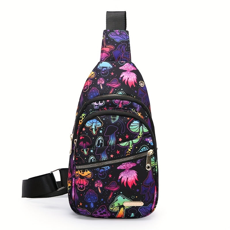 Large Capacity Women's Chest Bag – Embroidered, Adjustable, Nylon