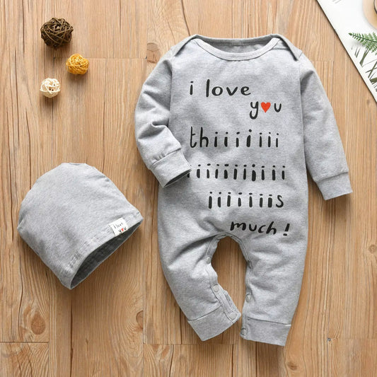 Baby Boy Romper — Long Sleeve One-Piece with Cap, Spring/Autumn Infant Jumpsuit