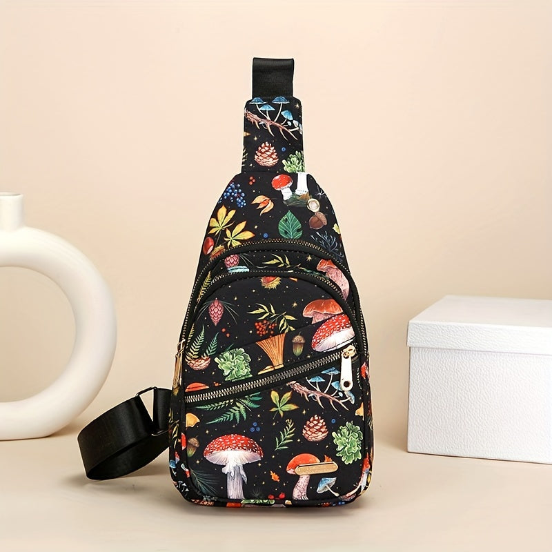 Large Capacity Women's Chest Bag – Embroidered, Adjustable, Nylon